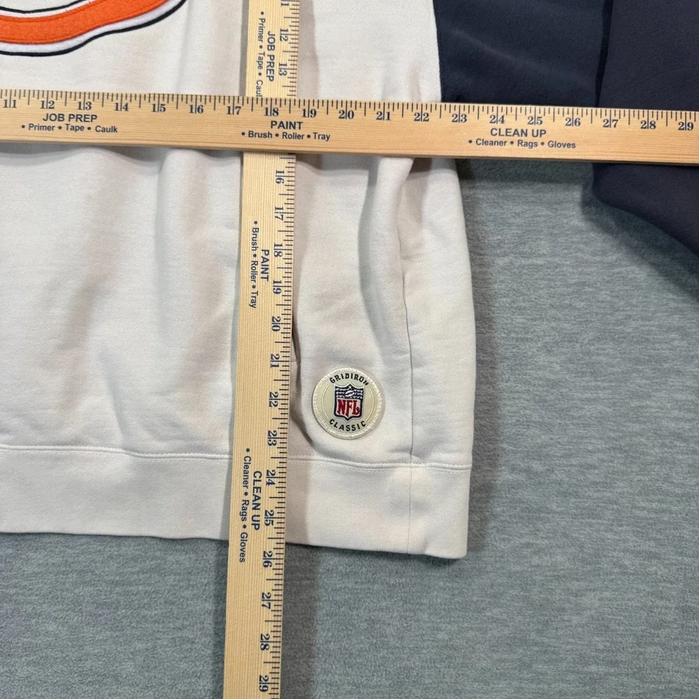 Reebok Hoodie Men L Navy White Bears NFL Gridiron Classic Half Zip Pullover‎